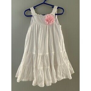 Laura Ashely London Swiss Dot Sleeveless Dress Size 3T White Tiered Cottagecore